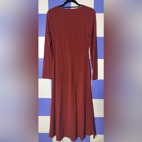 Open Edit Ruched Cut-out Long Sleeved Midi Dress in Orange - Size S - Picture 2 of 4